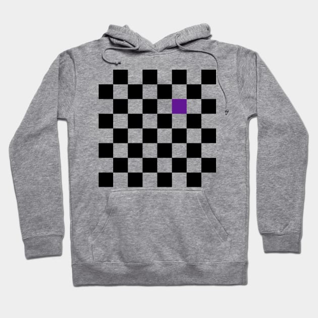 Checkered Black and White with One Purple Square Hoodie by AbstractIdeas
